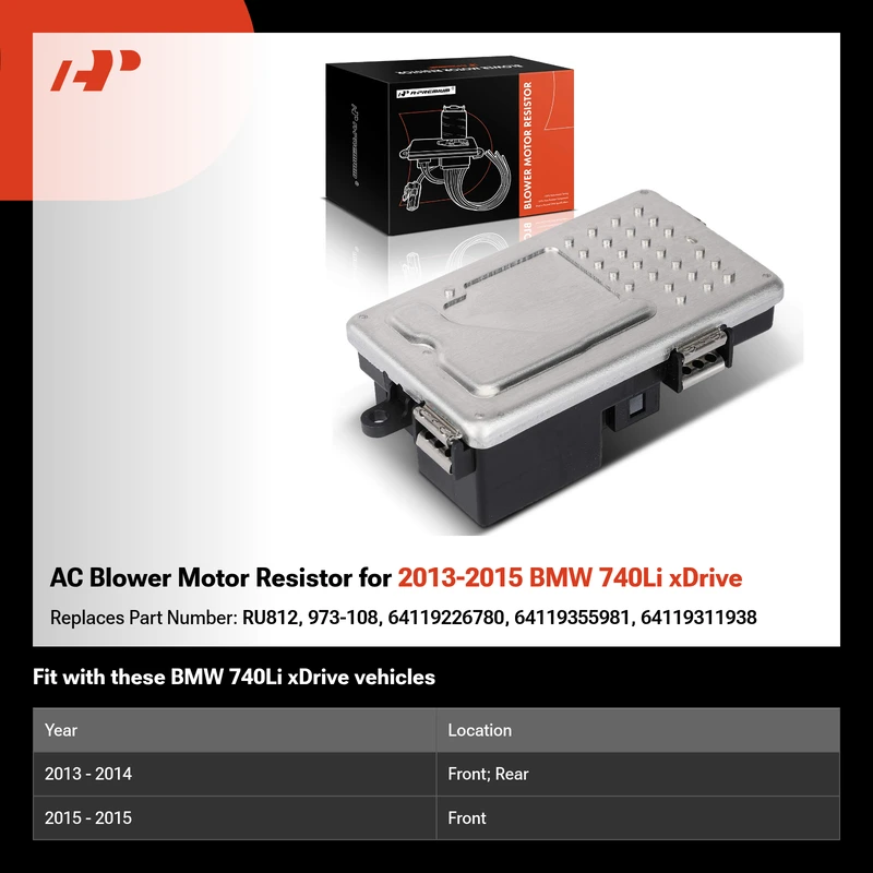 AC Blower Motor Resistor for 2013-2015 BMW 740Li xDrive