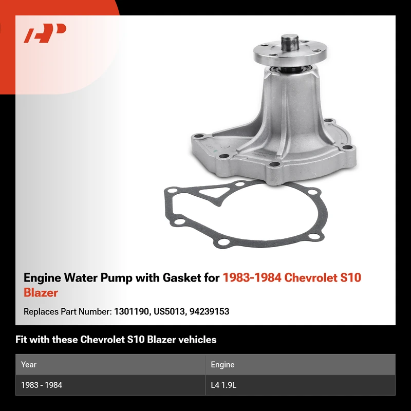 Engine Water Pump with Gasket for 1983-1984 Chevrolet S10 Blazer