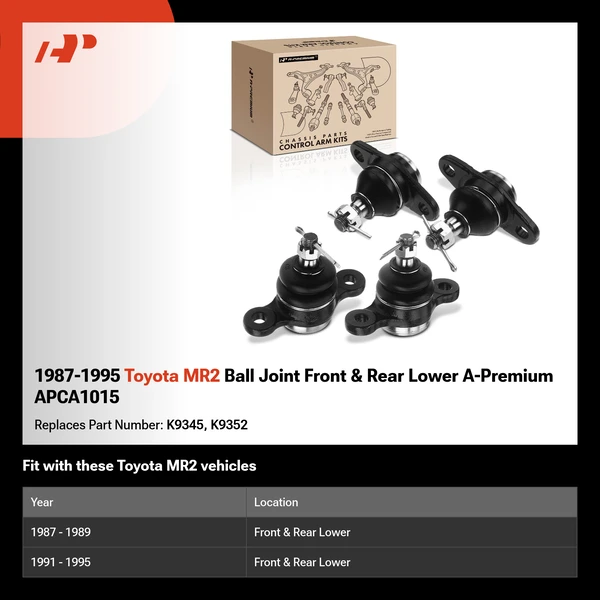 1987-1995 Toyota MR2 Ball Joint Front & Rear Lower A-Premium APCA1015