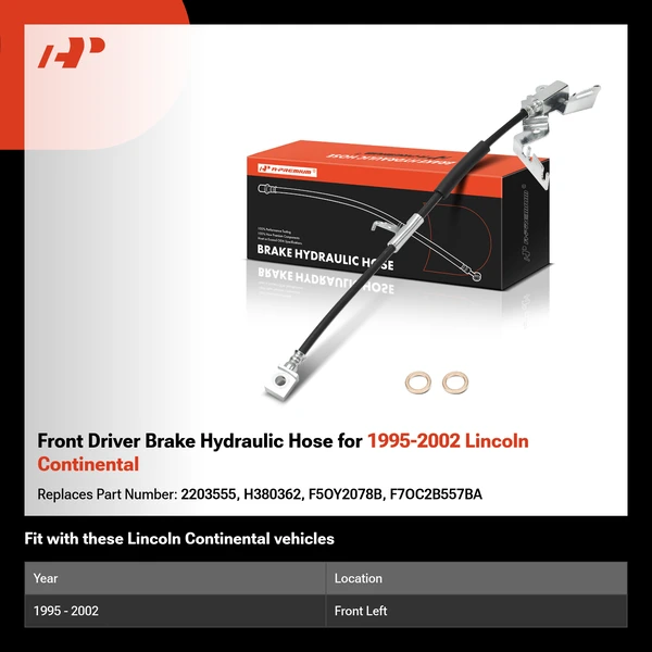 Front Driver Brake Hydraulic Hose for 1995-2002 Lincoln Continental