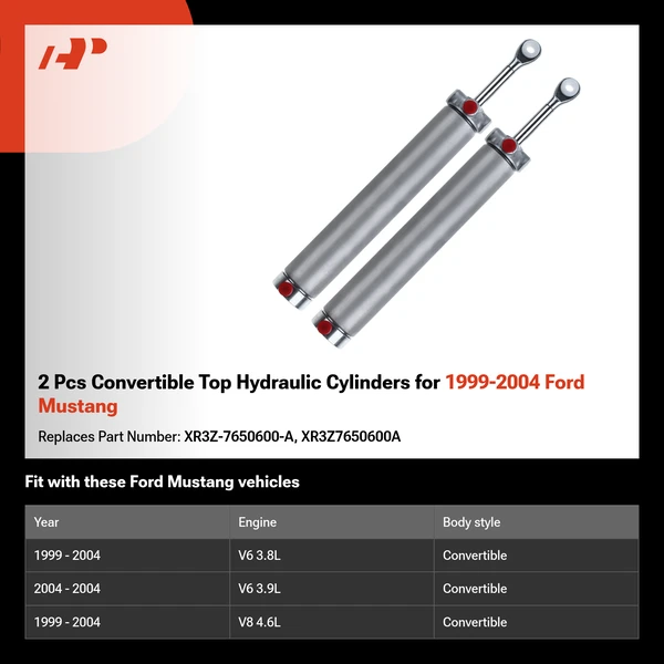 2 Pcs Convertible Top Hydraulic Cylinders for 1999-2004 Ford Mustang