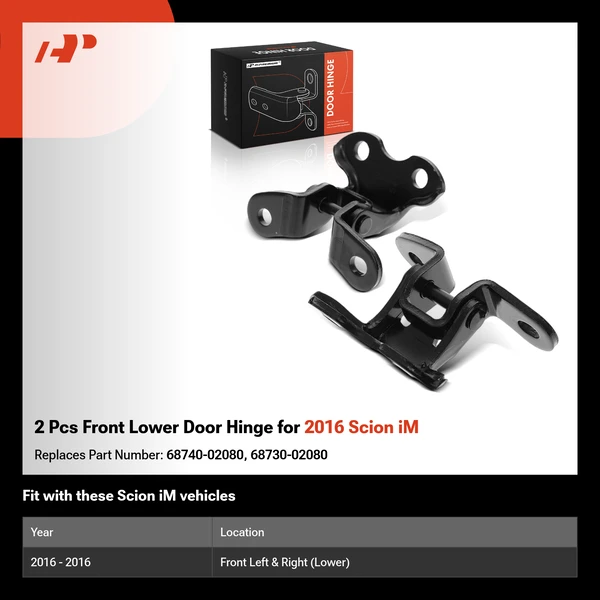 2 Pcs Front Lower Door Hinge for 2016 Scion iM