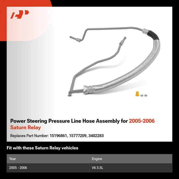 Power Steering Pressure Line Hose Assembly for 2005-2006 Saturn Relay