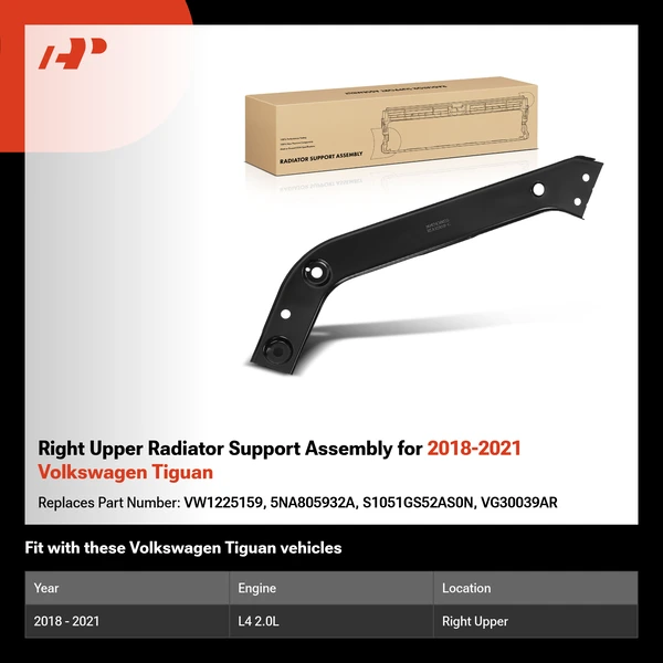 Right Upper Radiator Support Assembly for 2018-2021 Volkswagen Tiguan