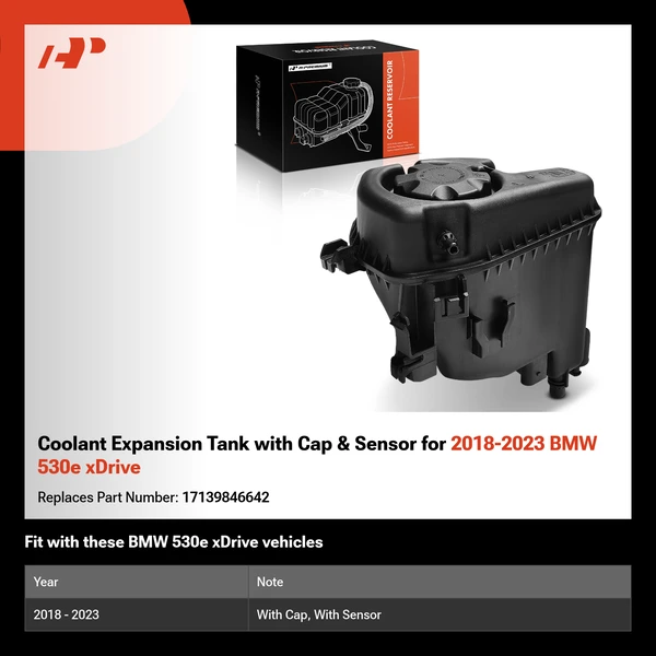 Coolant Expansion Tank with Cap & Sensor for 2018-2023 BMW 530e xDrive