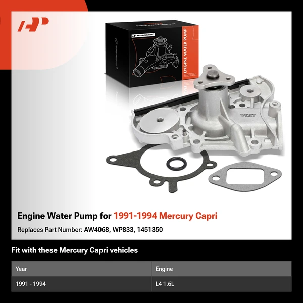 Engine Water Pump for 1991-1994 Mercury Capri