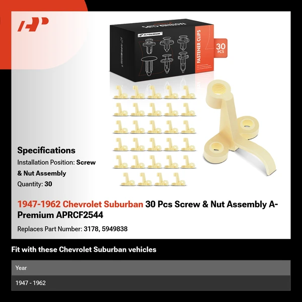 1947-1962 Chevrolet Suburban 30 Pcs Screw & Nut Assembly A-Premium APRCF2544