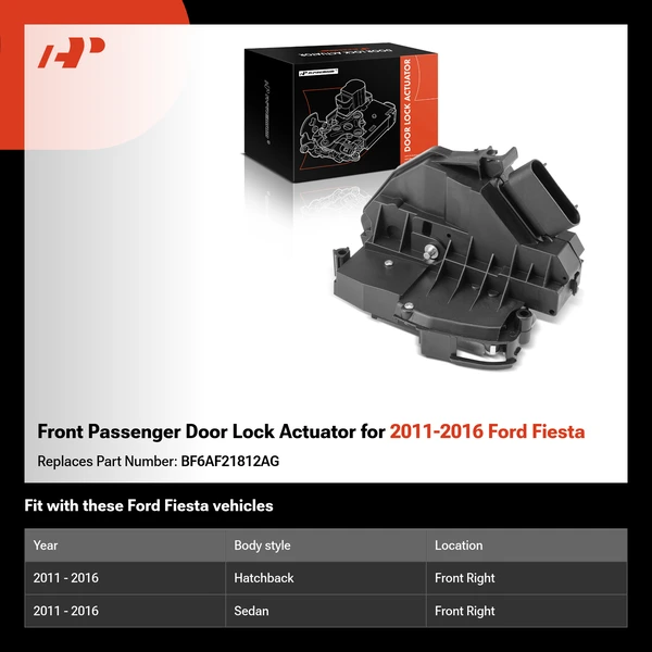 Front Passenger Door Lock Actuator for 2011-2016 Ford Fiesta