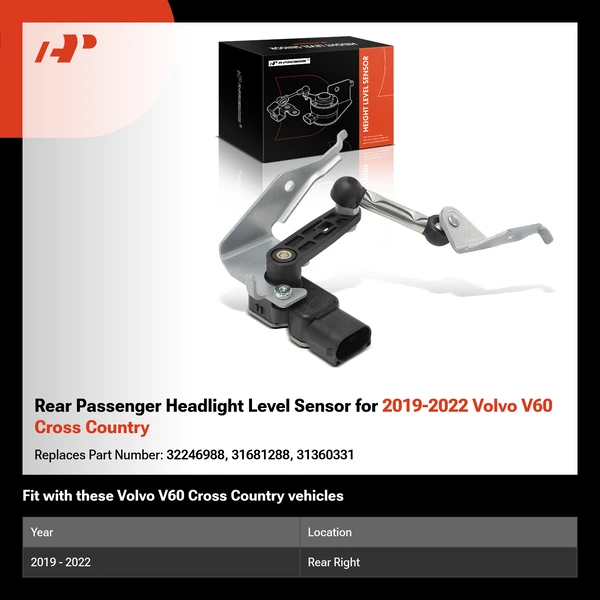 Rear Passenger Headlight Level Sensor for 2019-2022 Volvo V60 Cross Country