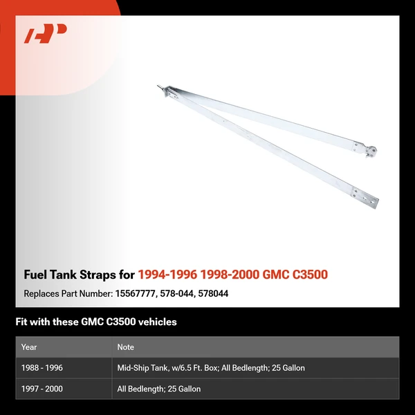 Fuel Tank Straps for 1994-1996 1998-2000 GMC C3500