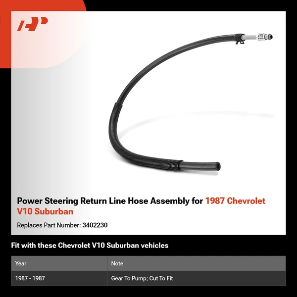 Power Steering Return Line Hose Assembly for 1987 Chevrolet V10 Suburban