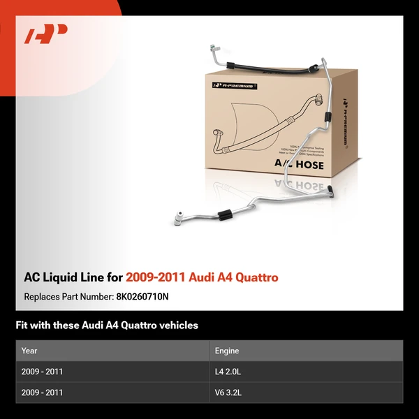 AC Liquid Line for 2009-2011 Audi A4 Quattro