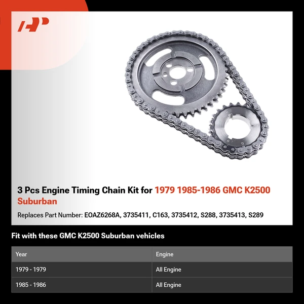 3 Pcs Engine Timing Chain Kit for 1979 1985-1986 GMC K2500 Suburban