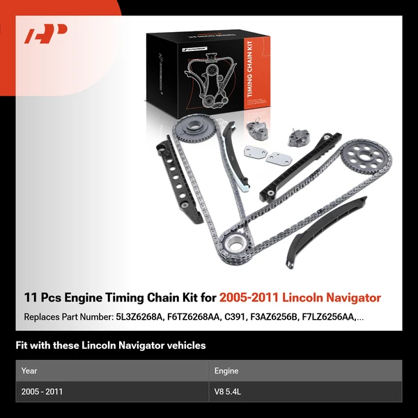 11 Pcs Engine Timing Chain Kit for 2005-2011 Lincoln Navigator