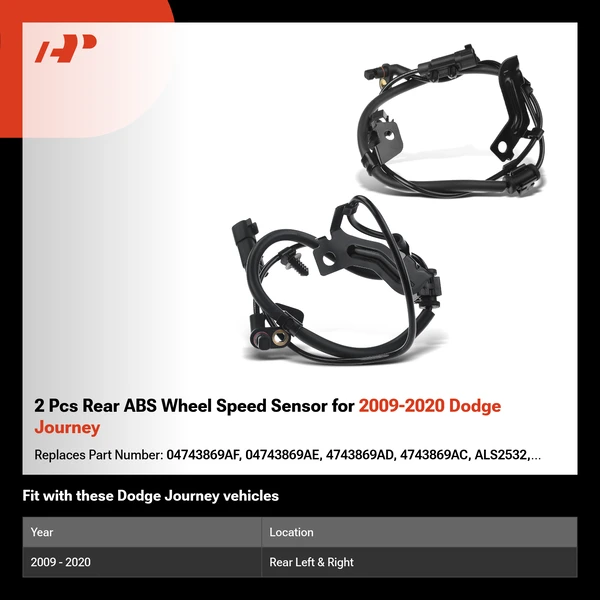 2 Pcs Rear ABS Wheel Speed Sensor for 2009-2020 Dodge Journey