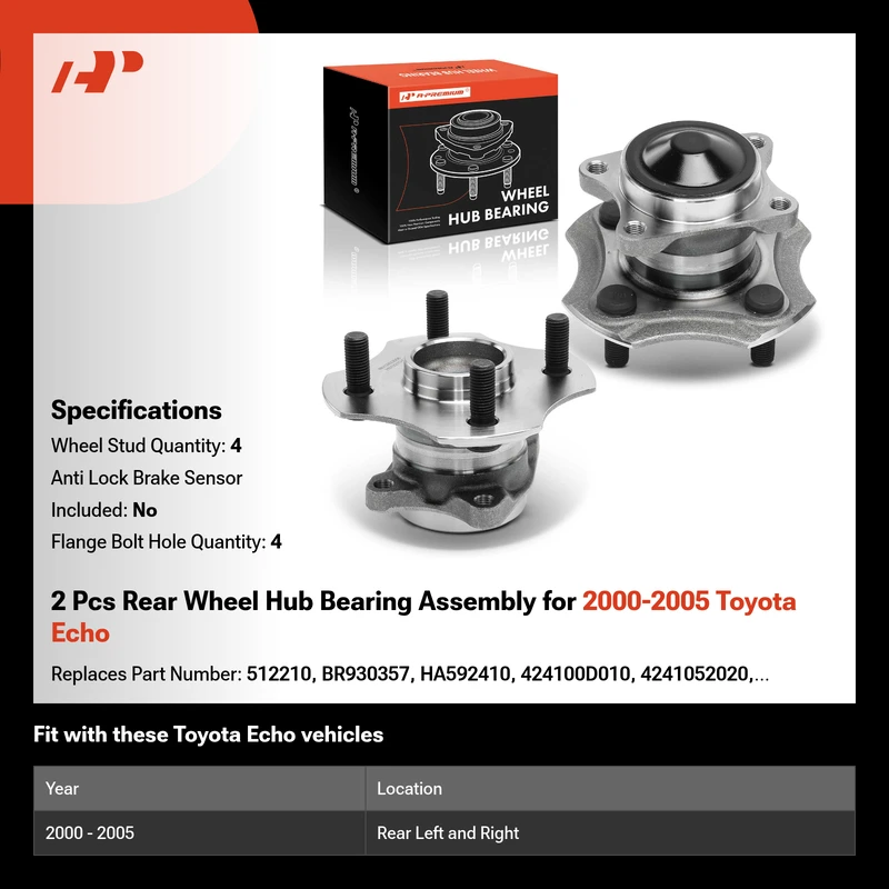 2 Pcs Rear Wheel Hub Bearing Assembly for 2000-2005 Toyota Echo