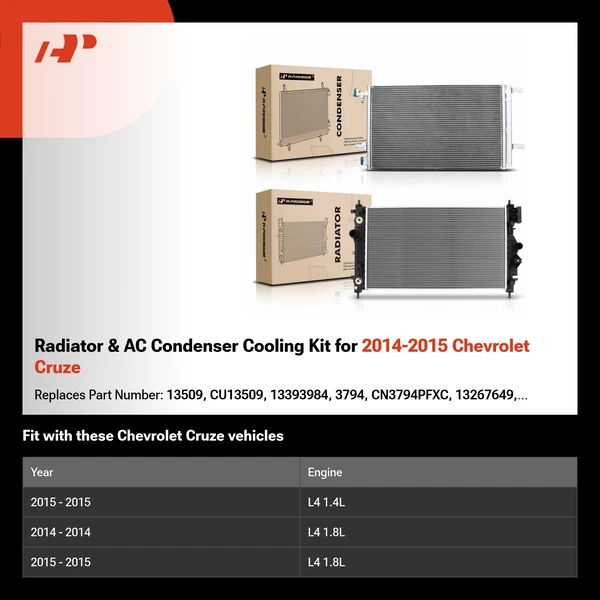 Radiator & AC Condenser Cooling Kit for 2014-2015 Chevrolet Cruze