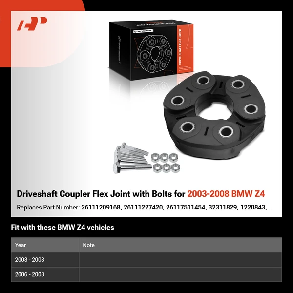 Driveshaft Coupler Flex Joint with Bolts for 2003-2008 BMW Z4
