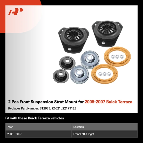 2 Pcs Front Suspension Strut Mount for 2005-2007 Buick Terraza