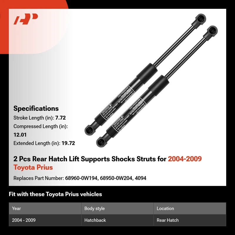 2 Pcs Rear Hatch Lift Supports Shocks Struts for 2004-2009 Toyota Prius