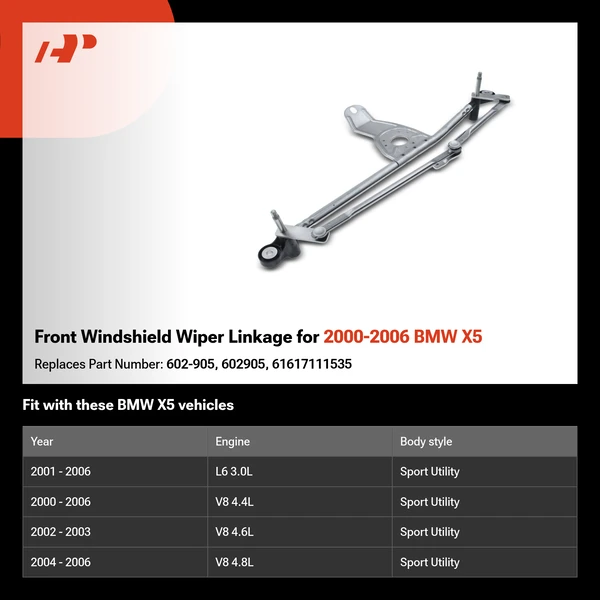 Front Windshield Wiper Linkage for 2000-2006 BMW X5