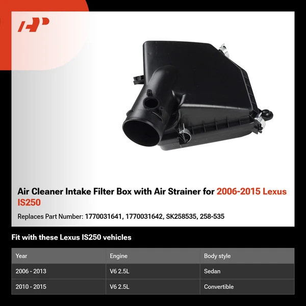Air Cleaner Intake Filter Box with Air Strainer for 2006-2015 Lexus IS250