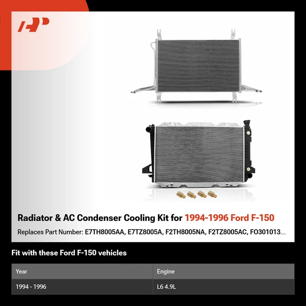 Radiator & AC Condenser Cooling Kit for 1994-1996 Ford F-150