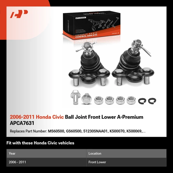 2006-2011 Honda Civic Ball Joint Front Lower A-Premium APCA7631
