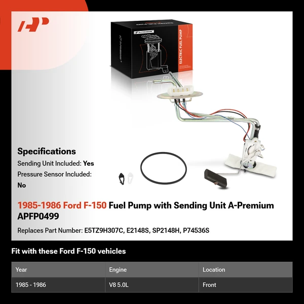 1985-1986 Ford F-150 Fuel Pump with Sending Unit A-Premium APFP0499