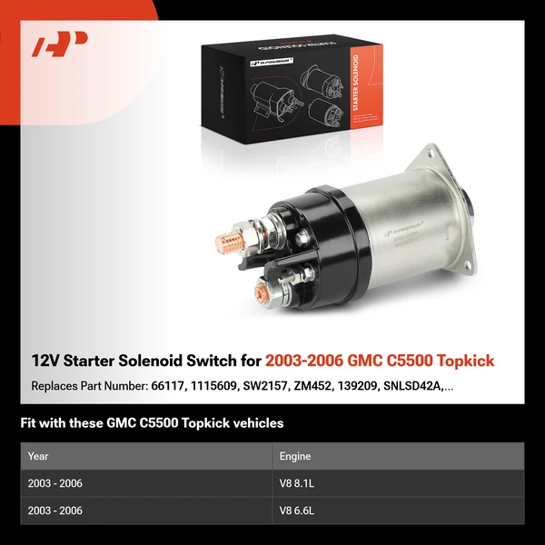 12V Starter Solenoid Switch for 2003-2006 GMC C5500 Topkick