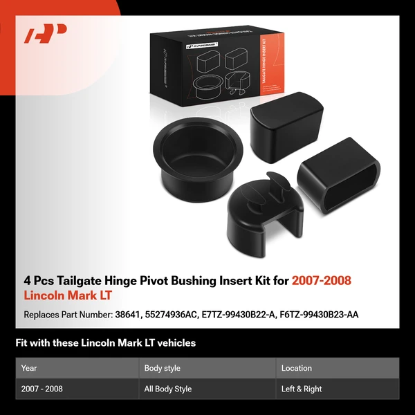 4 Pcs Tailgate Hinge Pivot Bushing Insert Kit for 2007-2008 Lincoln Mark LT