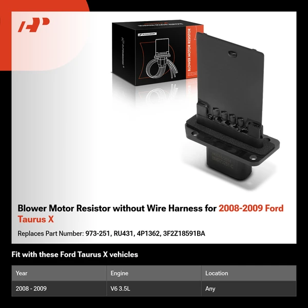 Blower Motor Resistor without Wire Harness for 2008-2009 Ford Taurus X