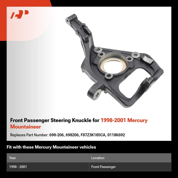 Front Passenger Steering Knuckle for 1998-2001 Mercury Mountaineer