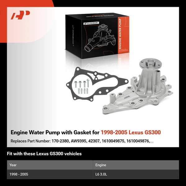 Engine Water Pump with Gasket for 1998-2005 Lexus GS300