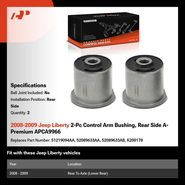 2008-2009 Jeep Liberty 2-Pc Control Arm Bushing, Rear Side A-Premium APCA9966