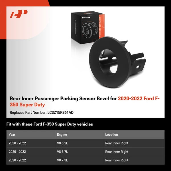 Rear Inner Passenger Parking Sensor Bezel for 2020-2022 Ford F-350 Super Duty