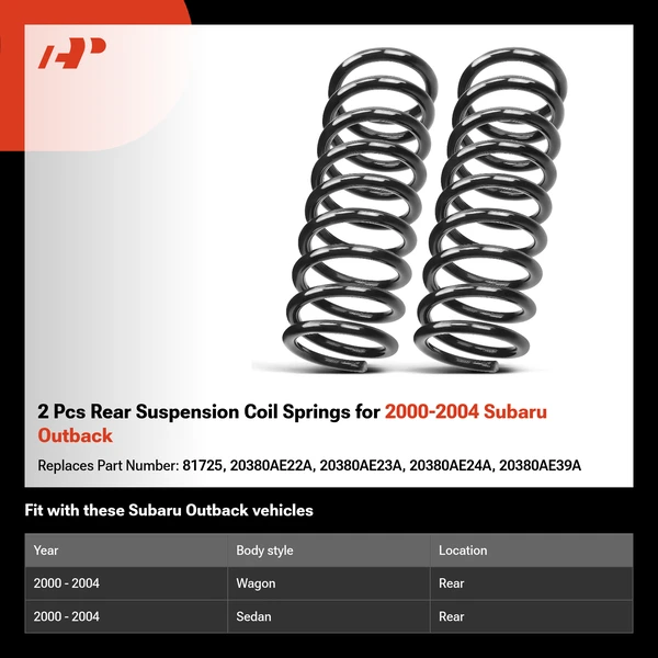 2 Pcs Rear Suspension Coil Springs for 2000-2004 Subaru Outback