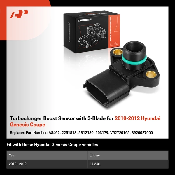 Turbocharger Boost Sensor with 3-Blade for 2010-2012 Hyundai Genesis Coupe