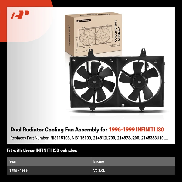 Dual Radiator Cooling Fan Assembly for 1996-1999 INFINITI I30