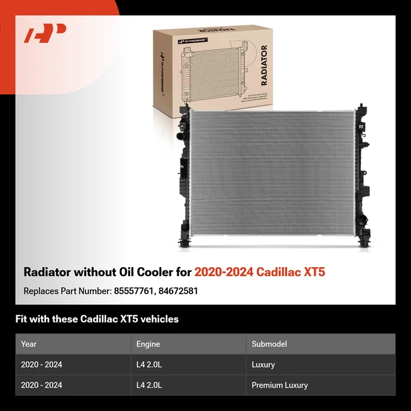 Radiator without Oil Cooler for 2020-2024 Cadillac XT5
