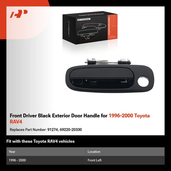 Front Driver Black Exterior Door Handle for 1996-2000 Toyota RAV4