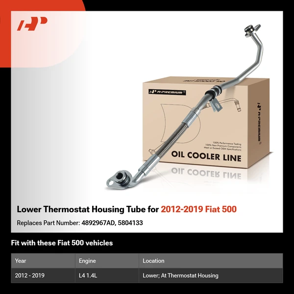 Lower Thermostat Housing Tube for 2012-2019 Fiat 500
