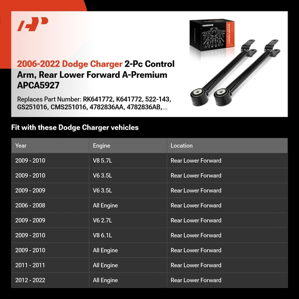 2006-2022 Dodge Charger 2-Pc Control Arm, Rear Lower Forward A-Premium APCA5927