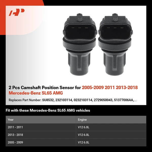 2 Pcs Camshaft Position Sensor for 2005-2009 2011 2013-2018 Mercedes-Benz SL65 AMG