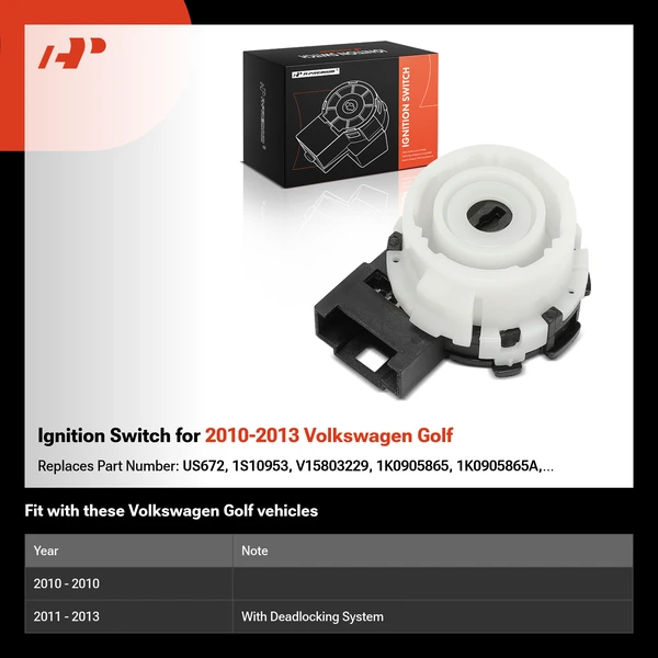 Ignition Switch for 2010-2013 Volkswagen Golf