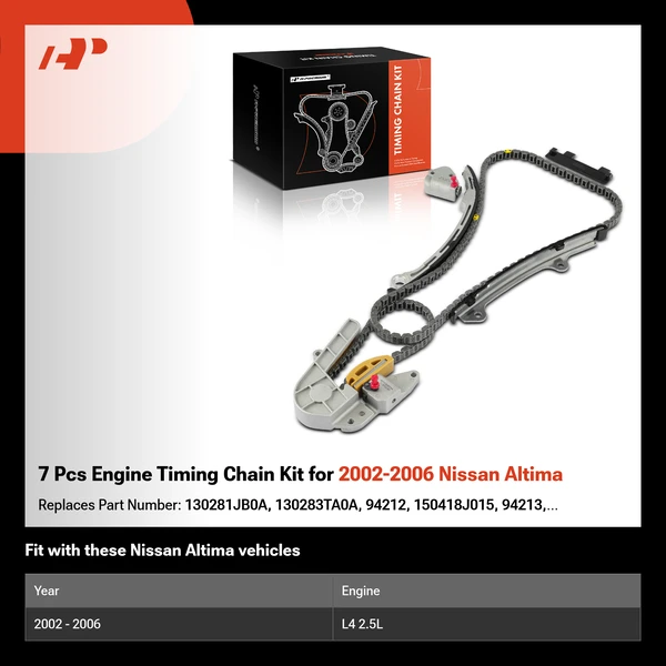 7 Pcs Engine Timing Chain Kit for 2002-2006 Nissan Altima