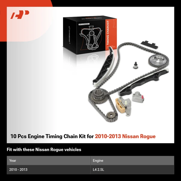 10 Pcs Engine Timing Chain Kit for 2010-2013 Nissan Rogue