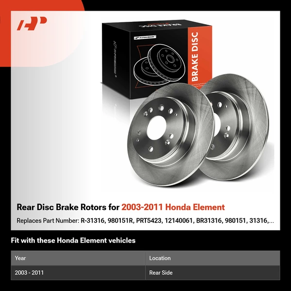 Rear Disc Brake Rotors for 2003-2011 Honda Element