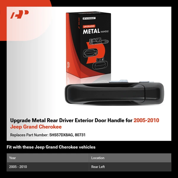 Upgrade Metal Rear Driver Exterior Door Handle for 2005-2010 Jeep Grand Cherokee