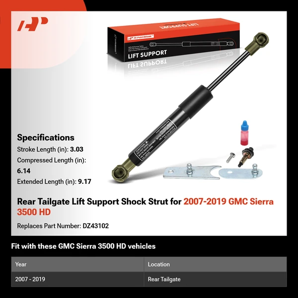 Rear Tailgate Lift Support Shock Strut for 2007-2019 GMC Sierra 3500 HD